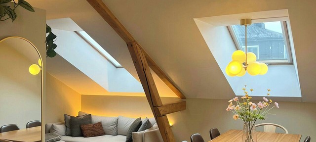 Loft flat with exposed beams and 4 m ceilings in Oslo
