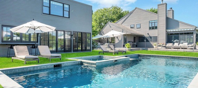 Modern Rustic Bridgehampton Escape with Pool, Hot Tub, Gym & Stylish Interiors in Bridgehampton