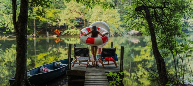 Waterfront A Frame with Dock Canoe Kayaks Family in Rockbridge